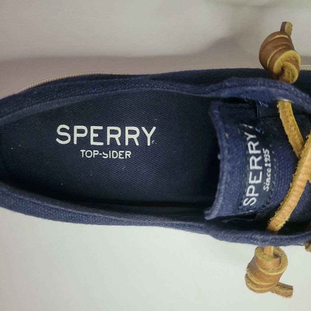 Sperry® Womens Crest Vibe Navy Canvas Ankle Boat Shoes - Picture 12 of 13